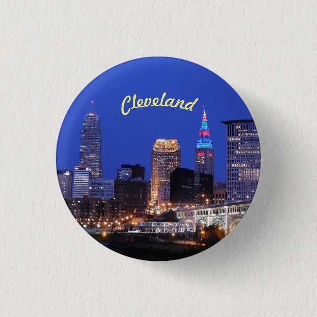 River Skyline Cleveland OH Button (Front)