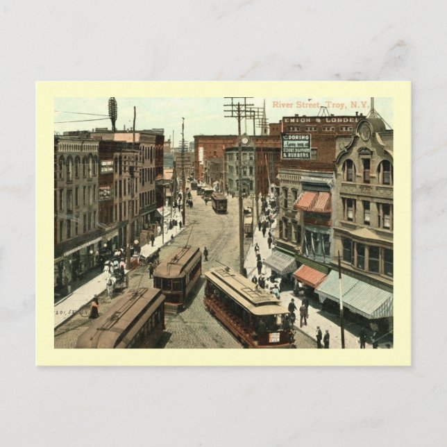 River St., Troy, New York Vintage Postcard (Front)