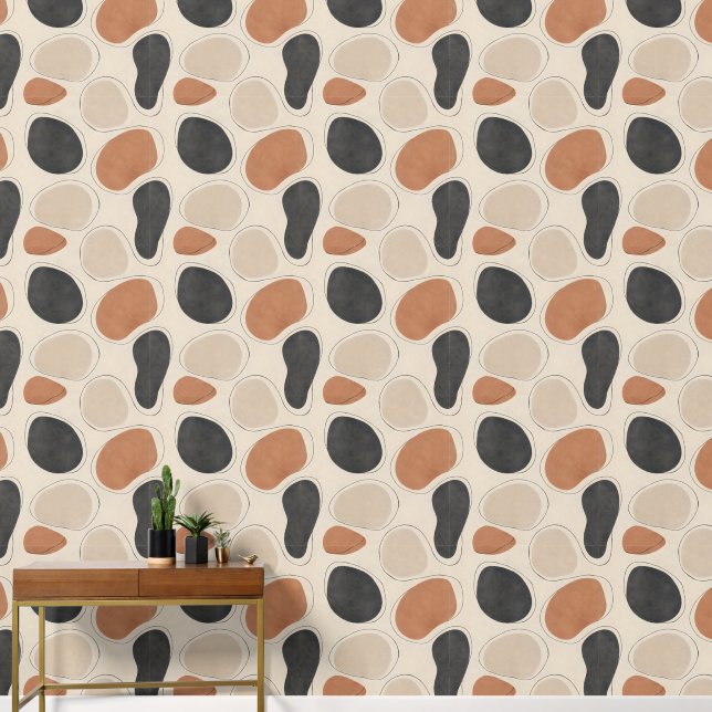 River Stone Forms Organic Modern Wallpaper (Hallway)