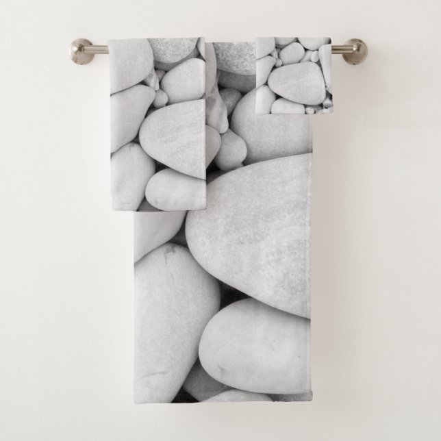 River Stone Pattern #3 #bw #stones #decor #art Bath Towel Set (Insitu)
