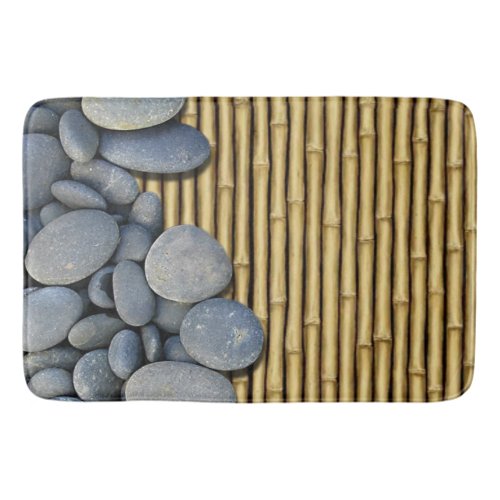 River Stones and Bamboo Bathroom Mat