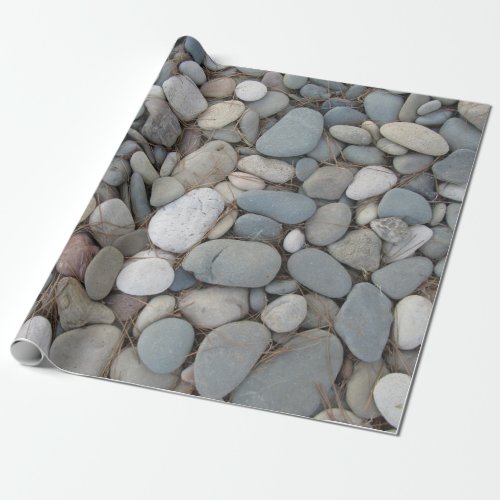 River Stones Fall Autumn Patterns Wrapping Paper