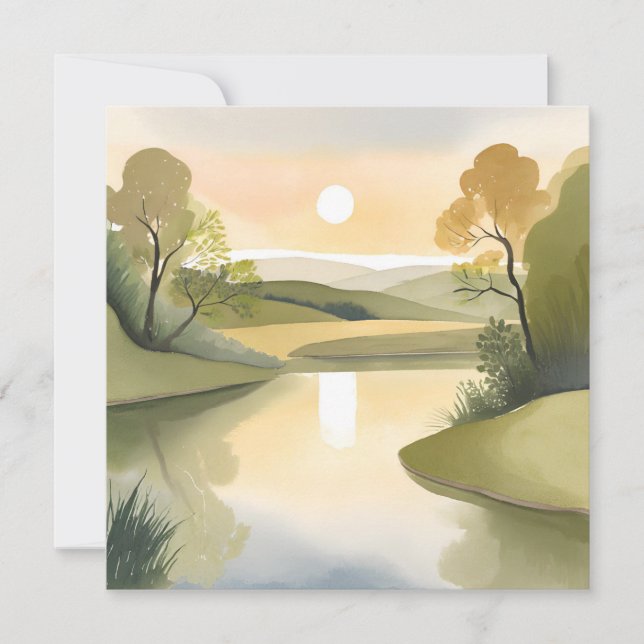 River Sunrise | Watercolor Yellow Card (Front)