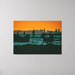 River sunset landscape, montevideo, uruguay canvas print
