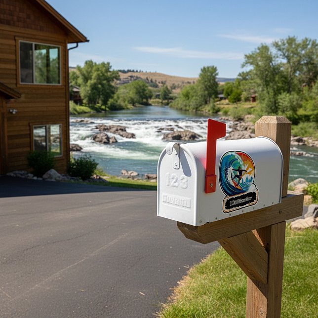 River surfer mailbox address sticker (Creator Uploaded)