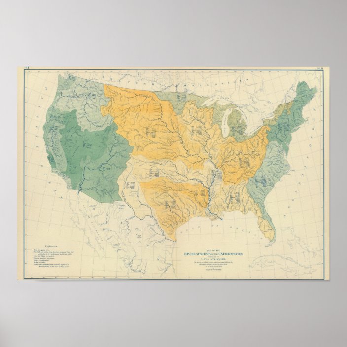 River Systems in the US Poster | Zazzle.com