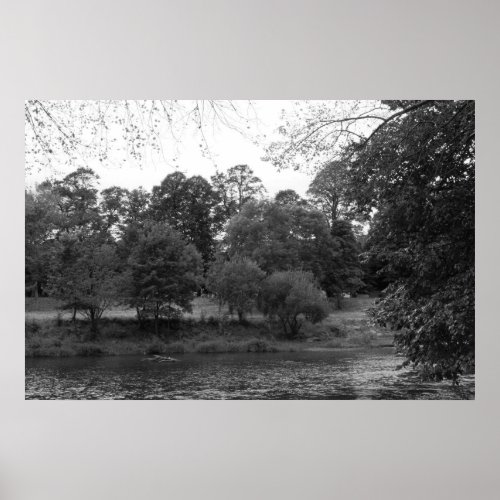 River Taff at Bute Park Cardiff _ BW Poster