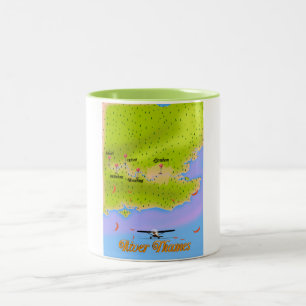 River Thames London England map Two-Tone Coffee Mug