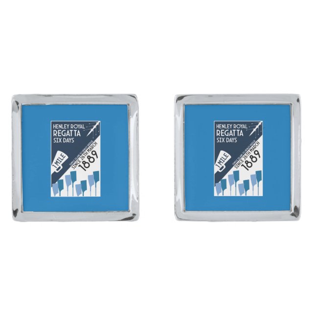 River Thames Regatta - Vintage Retro Style Rowing  Cufflinks (Front)
