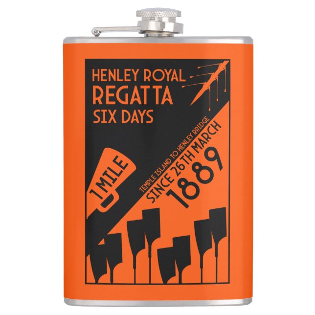River Thames Regatta - Vintage Retro Style Rowing  Flask (Front)