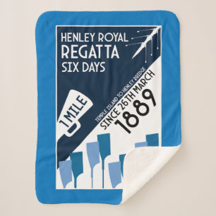 River Thames Regatta - Vintage Retro Style Rowing Sherpa Blanket
