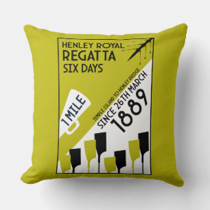 River Thames Regatta - Vintage Retro Style Rowing Throw Pillow