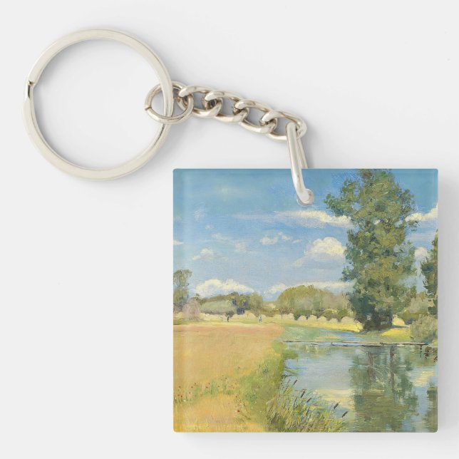 River Through a Harvest Landscape, Summer Keychain (Front)