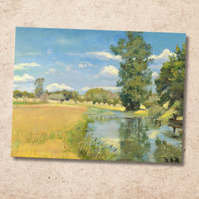 River Through a Harvest Landscape, Summer Postcard (Creator Uploaded)