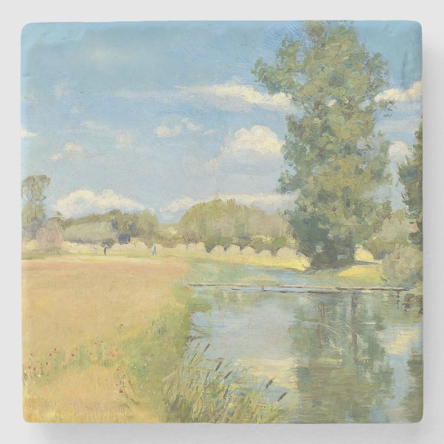 River Through a Harvest Landscape, Summer Stone Coaster (Front)