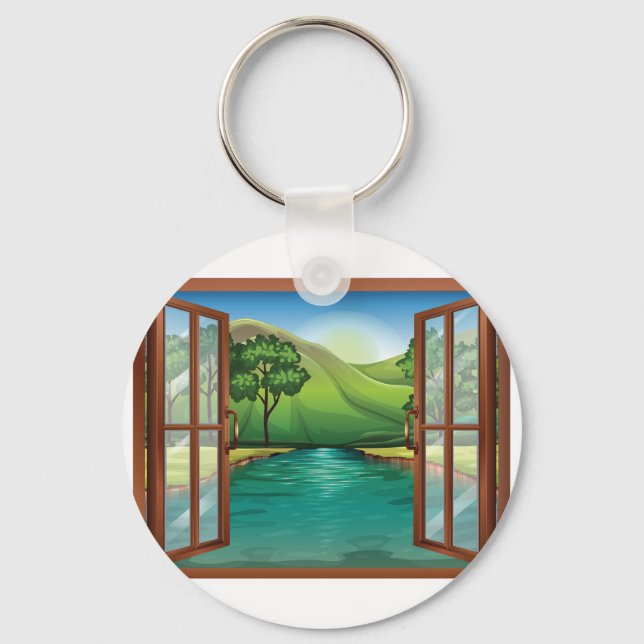 River Through An Open Window Keychain (Front)