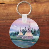 RIVER TIPI CAMP by SHARON SHARPE Keychain (Front)