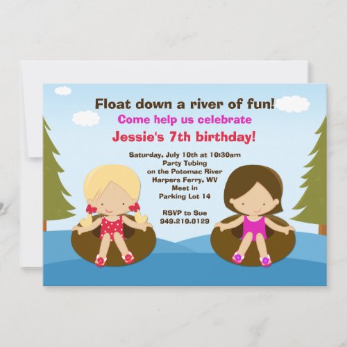 River Tubing Birthday Party Invitation