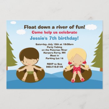 River Tubing Birthday Party Invitation by eventfulcards at Zazzle