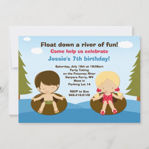 River Tubing Birthday Party Invitation