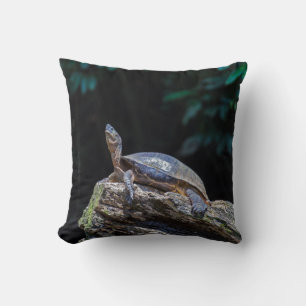 River Turtle sunbathing at Tortuguero - Costa Rica Throw Pillow