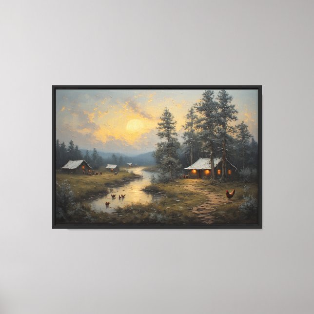 River Valley with Cottages Canvas Print (Front)