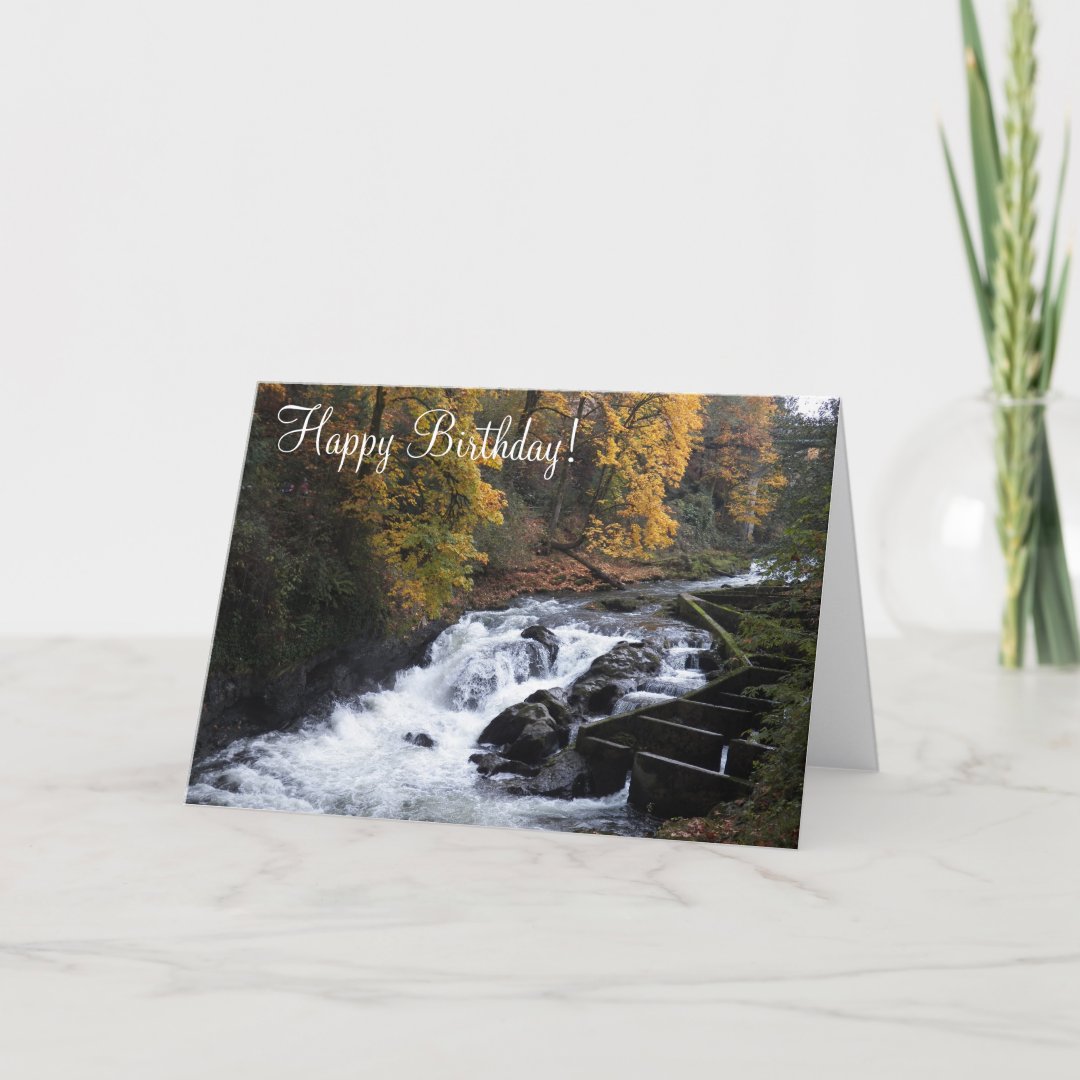 River Waterfall Photo Birthday Greeting Card | Zazzle