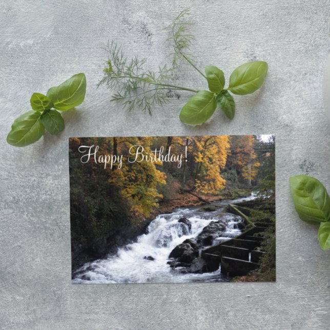 River Waterfall Photo Birthday Greeting Card (In Situ)