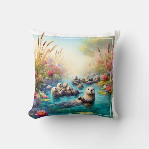 River Whimsy _ Watercolor Throw Pillow