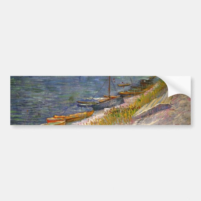 River with Rowing Boats by Vincent van Gogh Bumper Sticker (Front)