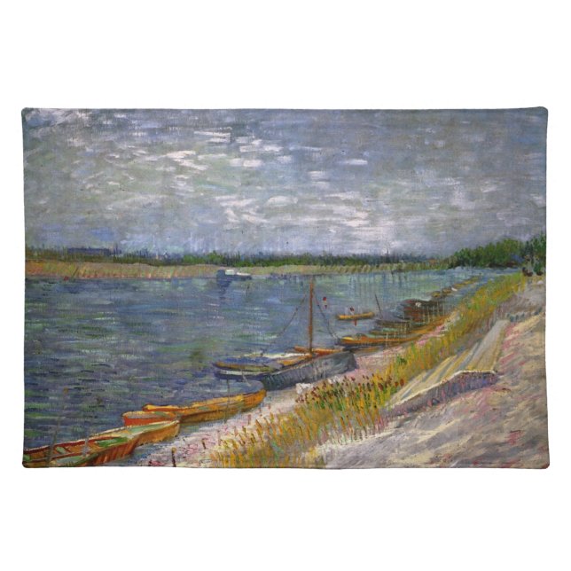 River with Rowing Boats by Vincent van Gogh Cloth Placemat (Front)