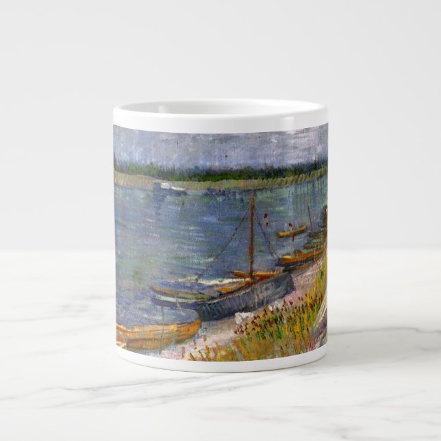 River with Rowing Boats by Vincent van Gogh Giant Coffee Mug (Front)