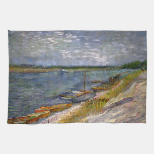 River with Rowing Boats by Vincent van Gogh Kitchen Towel