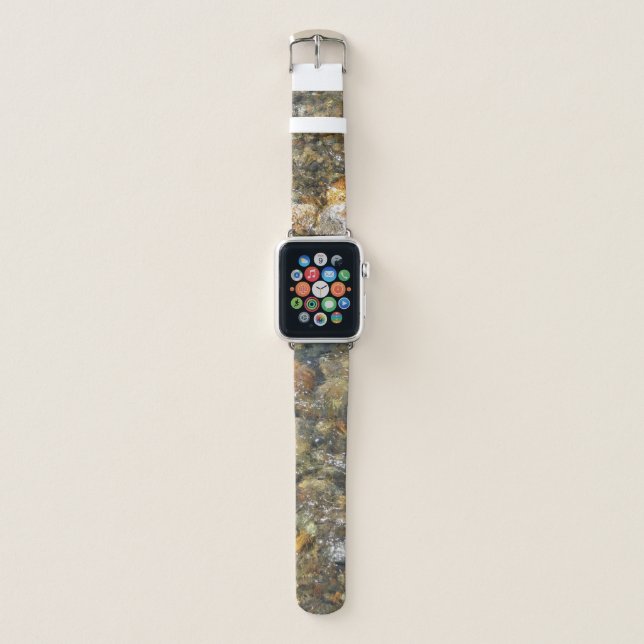 River-Worn Pebbles Brown and Grey Natural Abstract Apple Watch Band (Front)