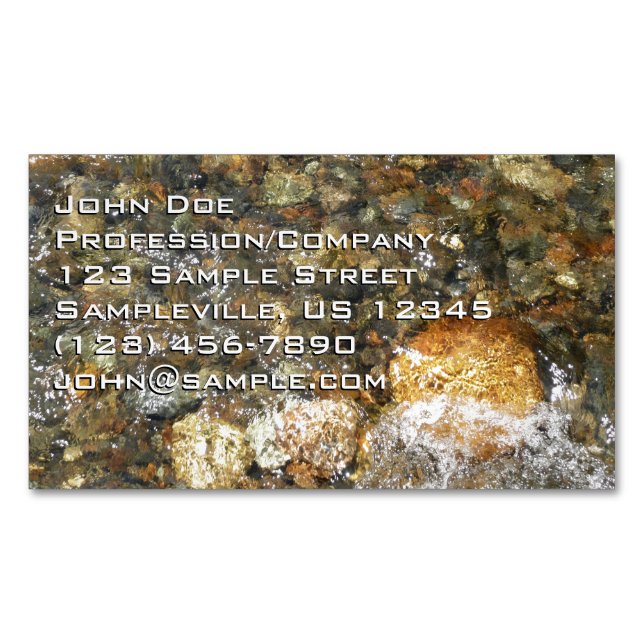 River-Worn Pebbles Brown and Grey Natural Abstract Business Card Magnet (Front)