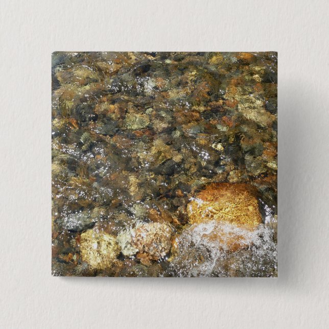 River-Worn Pebbles Brown and Grey Natural Abstract Button (Front)