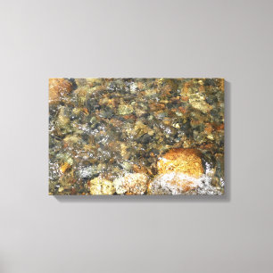 River-Worn Pebbles Brown and Grey Natural Abstract Canvas Print