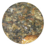 River-Worn Pebbles Brown and Grey Natural Abstract Classic Round Sticker
