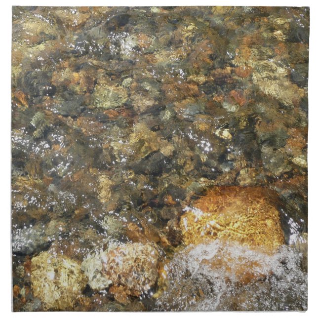 River-Worn Pebbles Brown and Grey Natural Abstract Cloth Napkin (Front)