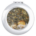 River-Worn Pebbles Brown and Grey Natural Abstract Compact Mirror