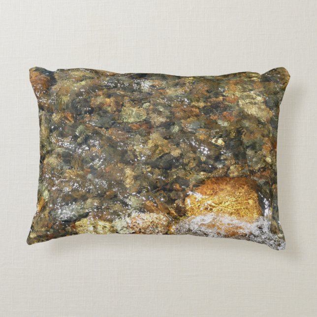 River-Worn Pebbles Brown and Grey Natural Abstract Decorative Pillow (Back)