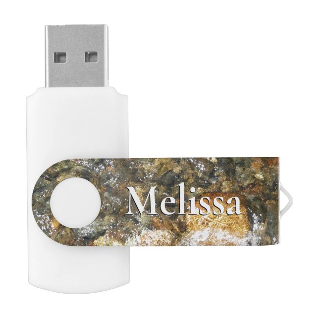 River-Worn Pebbles Brown and Grey Natural Abstract Flash Drive (Opened)