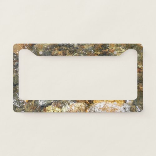 River_Worn Pebbles Brown and Grey Natural Abstract License Plate Frame