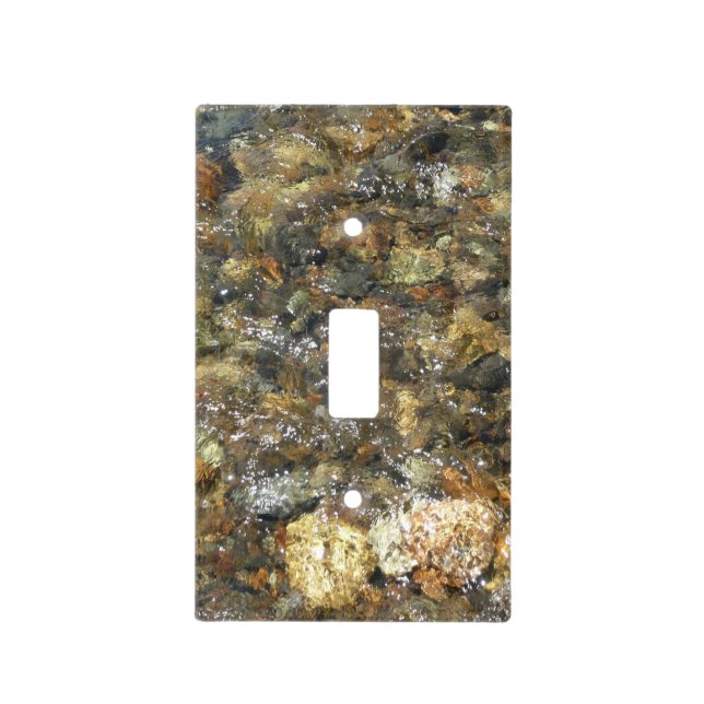 River-Worn Pebbles Brown and Grey Natural Abstract Light Switch Cover (Front)