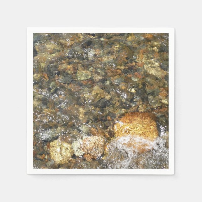 River-Worn Pebbles Brown and Grey Natural Abstract Napkins (Front)