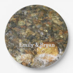 River-Worn Pebbles Brown and Grey Natural Abstract Paper Plates
