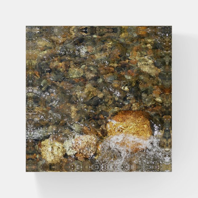 River-Worn Pebbles Brown and Grey Natural Abstract Paperweight (Front)