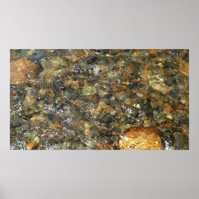 River-Worn Pebbles Brown and Grey Natural Abstract Poster (Front)