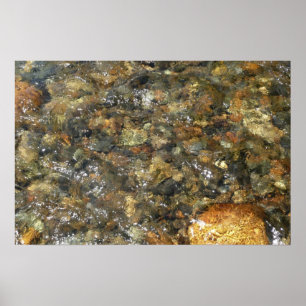 River-Worn Pebbles Brown and Grey Natural Abstract Poster