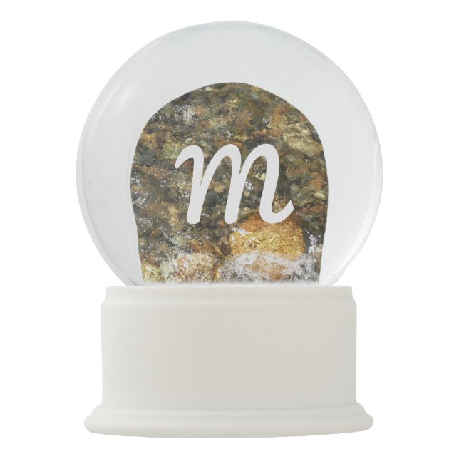 River-Worn Pebbles Brown and Grey Natural Abstract Snow Globe (Front)